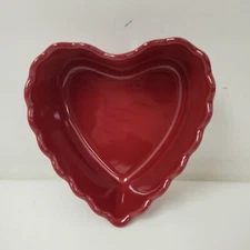 GRESTEL "Heart Shaped" Baker Bowl Red Stoneware Oven Valentine Au Gratin Love 