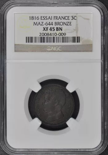 1816 ESSAI FRANCE 3c Maz-644 NGC XF45 BN