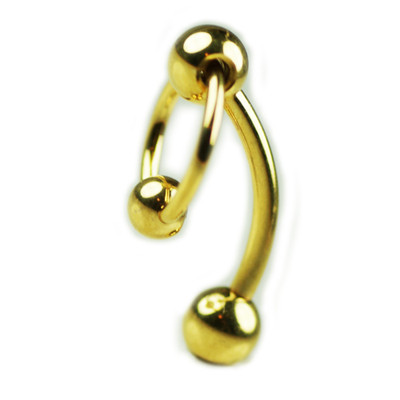 1,6mm Gold Intim Bauchnabel PIERCING Banane mit Klemmring und Klemmkugel