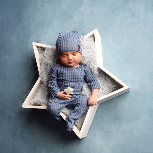 Newborn Boy Outfit Photography Baby Infant Photo Prop Sleeping Hat + Suit 2 Pcs - 第 4/12 張圖片