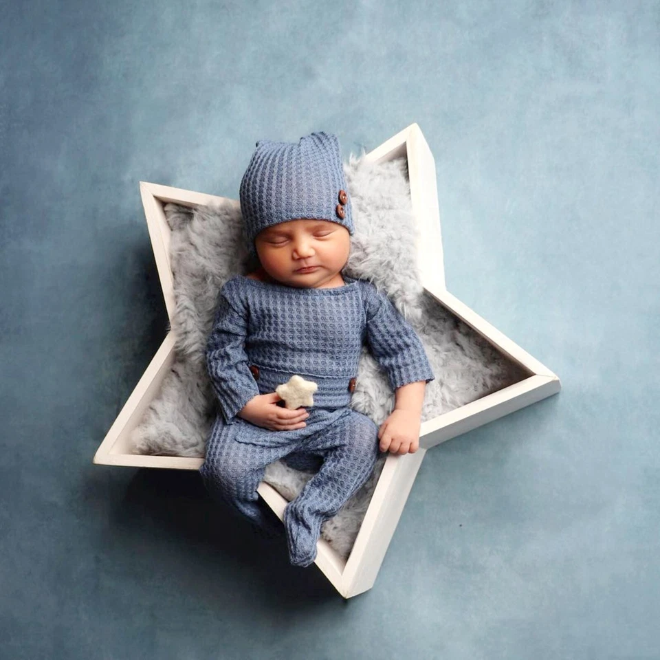 Newborn Boy Outfit Photography Baby Infant Photo Prop Sleeping Hat + Suit 2 Pcs - Image 4 of 4