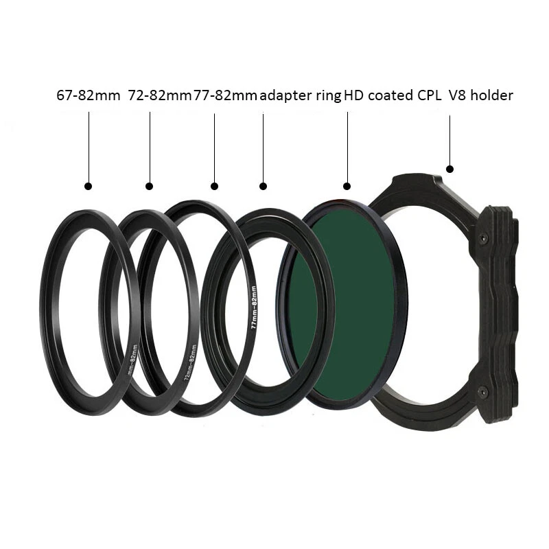100mm V8 Filter Holder kit 67 72 77 82mm Adapter with MC-CPL for Square filter - Image 2 of 4