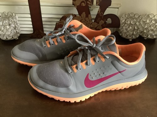 Nike Women's FS Lite Run Size 8.5 Running Shoes Gray Coral Sneakers - Picture 6 of 20
