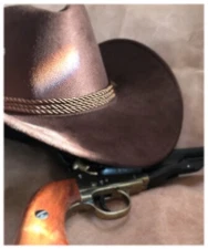 Cowboy Hat Cosplay Prop Gamer Gift, Western Soft Brown Vegan Fabric