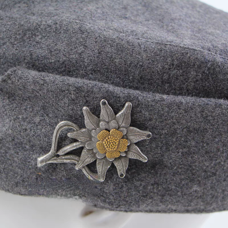 WWII GERMAN PANZER M43 M1943 FIELD WOOL CAP GREY & Edelweiss Badge