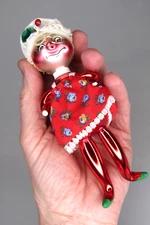 Vintage Blown Glass Ms SANTA Embellished Christmas Ornament De Carlini Italy