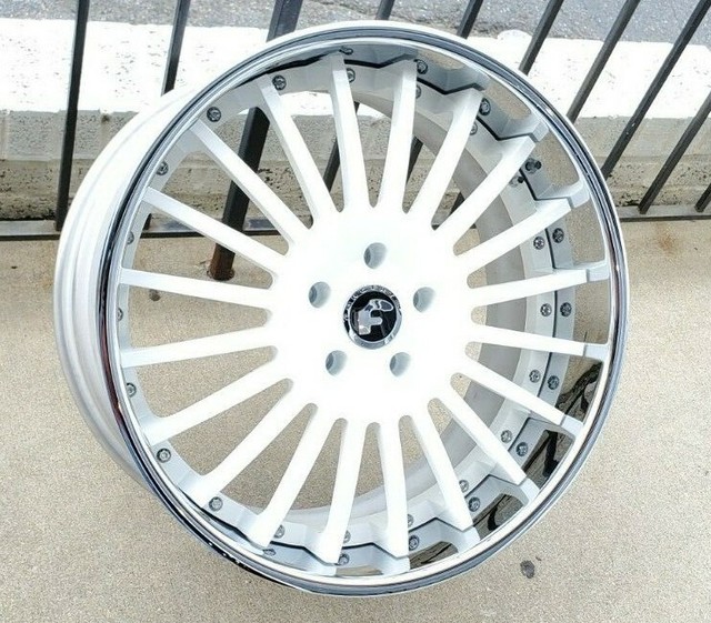 22" ANDATA WHITE CHROME STAGGERED 3PIECE WHEELS 5X130 PORSCHE