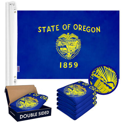 NEW G128 Oregon Flag 5-Pack 3x5 FT, State Double Sided Embroidered Polyester