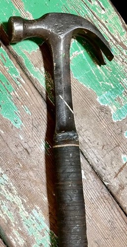 Vintage Estwing Metal Claw Hammer w/ Black Stacked Leather Handle - Picture 3 of 5
