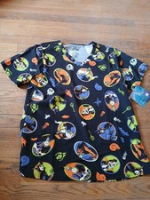 NWOT Women's Disney's Villains Scrub Top With Pockets Size L