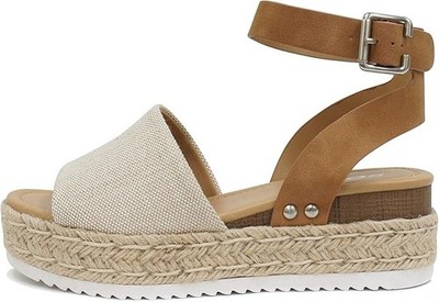 Soda Women s Espadrille Flatform Wedge Sandals Open Toe Ankle Strap US 10