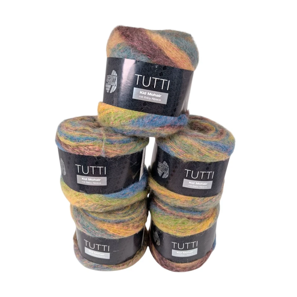 Lot Of 5 Lana Grossa Yarn TUTTI Kid Mohair Baby Alpaca 100g 005 Blueberry Basket - Image 2 of 4