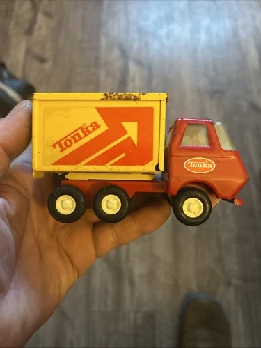Vintage Tonka Mini Truck Small Pressed Steel Yellow Red