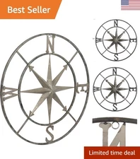 Stylish 30'' Distressed Decorative Compass Wall Decor - Nautical Vintage Touch
