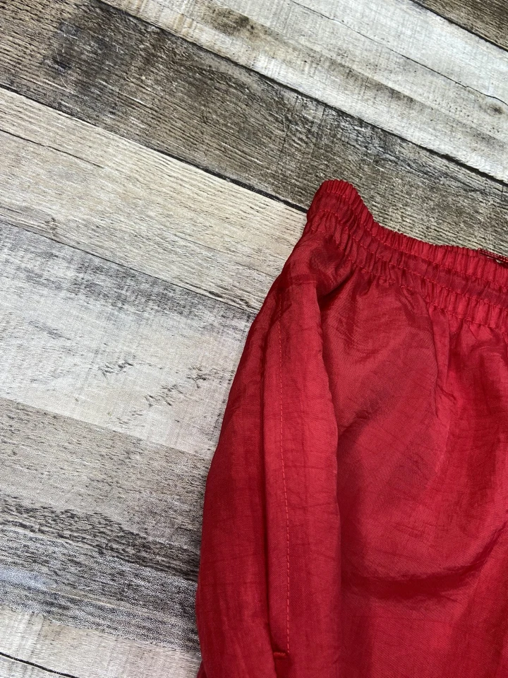 Calça de atletismo Reebok masculina grande vermelha corta-vento joggers tornozelo forrado com zíper anos 90 vintage - Imagem 4 de 4