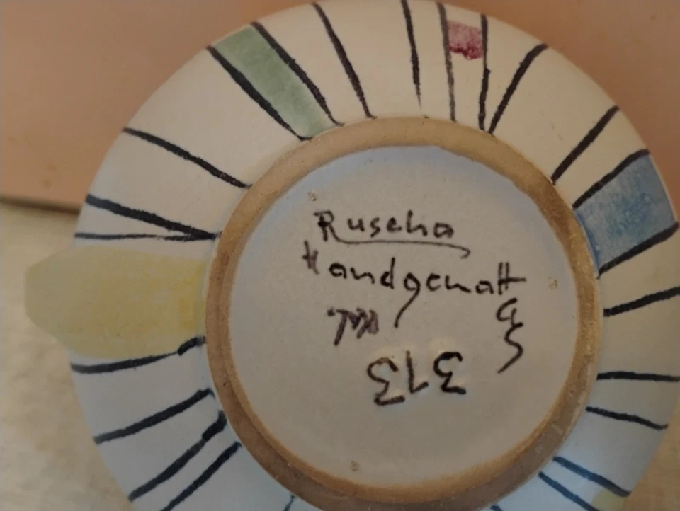 Ruscha Krugvase 50er Jahre Keramik Form 313 handgemalt top - Bild 4 von 4