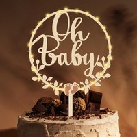 Cake Topper Holz Oh Baby Mit LED Lichterkette Tortendeko FüR Babyparty Deko