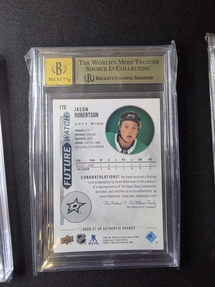 Jason Robertson Future Watch Auto / 999 Bgs 9.5 2020-21 Sp Authentic Stars - Image 2 of 2