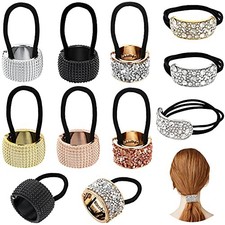 8 Pcs Rhinestone Hair Ties Ponytail Holder Fashion Elastic Scrunchies Crystal