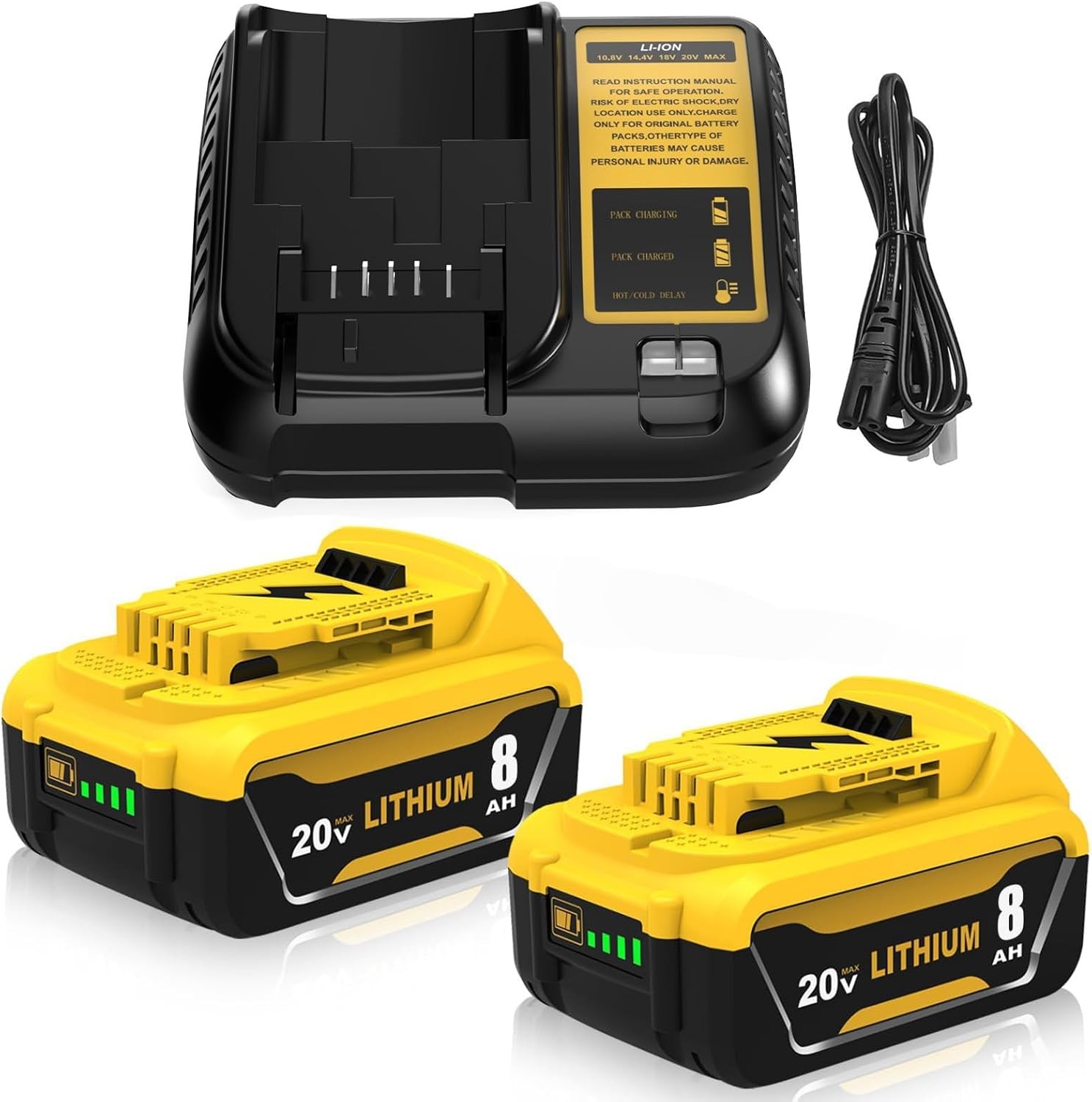 For DeWalt 20V Max XR 8.0AH Lithium Ion Battery DCB205 DCB208 DCB203 and Charger