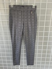 Tommy Hilfiger Gray Plaid Pull On Pants Leggings Women  s Logo Size 4 Small