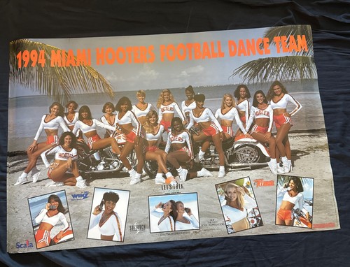 Vtg Hooters Girl Miami Poster 24x36 Football Dance Team 1994