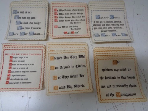 Vintage Cocktail Mid Century Modern Paper Motto Coasters Lot of 23