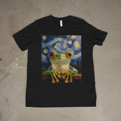 Starry Night Frog Shirt Funny Art Meme Frog Painting Unisex Tee