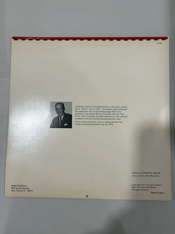Calendario Dick Tracy 1977 de Chester Gould Foto 2 de 4
