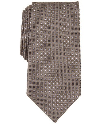 MICHAEL KORS Taupe Brown Marbury Neat Dot Silk Blend Neck Tie NEW