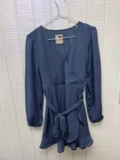 NWT Kohl’s SO Women’s Medium Dress Blue NEW Belted Business Casual Lightweight