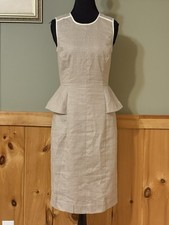 J. CREW 365 Linen Blend Tan Sleeveless Peplum Midi Sheath Dress Size 0