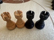 4 Holz Schachfiguren Turm Höhe 54mm Durchmes...