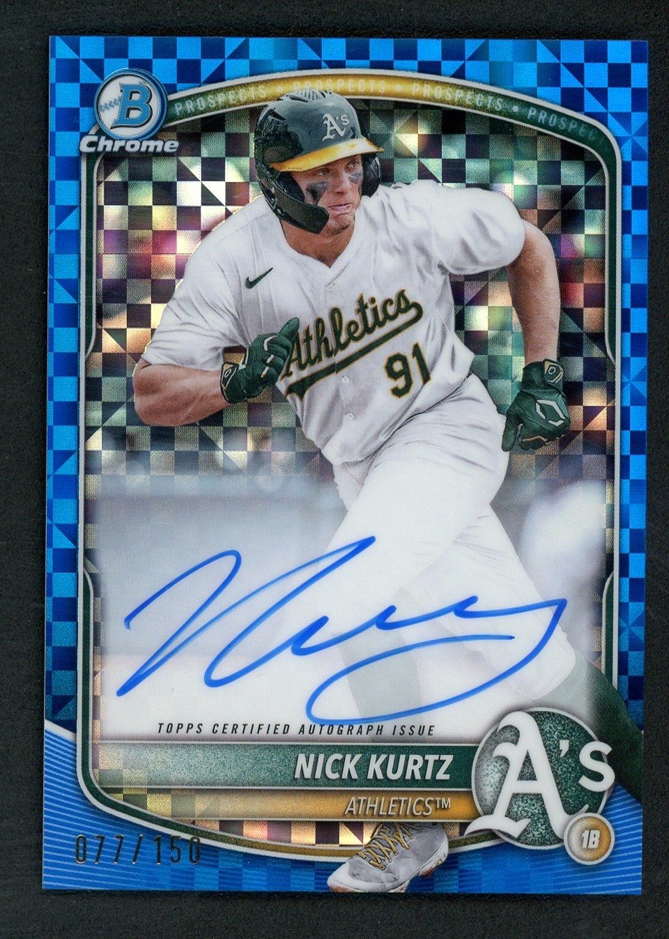 2025 Bowman Chrome Autographs Blue X-Fractor #CPA-NK Nick Kurtz AUTO /150