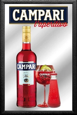 Campari Flasche Piccolo Spiegel Mirror Wandspiegel Bar Restaurant Aperitif - Bild 1 von 2