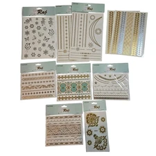 Raj Metallic Temporary Tattoos Gold Silver Body Art Stickers