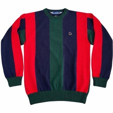 Vintage Tommy Hilfiger Sweater Mens Large Striped Rugby Crewneck Y2K 90s Cotton