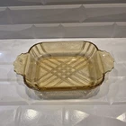 The Belmont Glass Works, 1866-1890 Paneled Wee Blossoms Amber Serving Dish