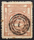 1892 Queensland Australia 1d Red Railways Parcels stamp P12 No WMK Used