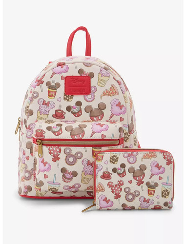 Loungefly Disney Mickey Mouse & Minnie Mouse Treats Mini Backpack & Zip Wallet
