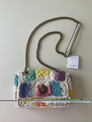 NWT Kurt Geiger Crochet Kensington Patchwork Checkered Colorful