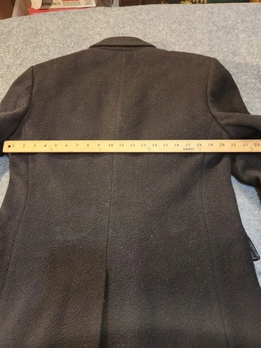 NINO CERRUTI Rue Royale Trench Coat Men 40R Black Cashmere Wool Blend Overcoat image 8