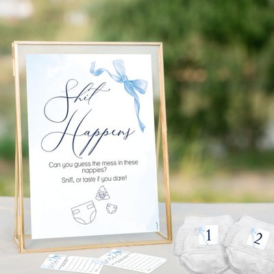 Baby Shower Games, Sh!t Happens, Blue Bow Theme, Boys, Smell, Minimalist, Rude.