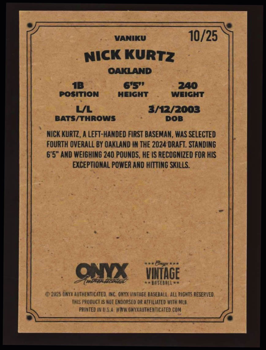ぶ*ん様 Nick z ニックカーツ　サインボール【fanatics鑑定 2025 Onyx Nick Kurtz Auto #10/25 Red Ink Autograph Vintage