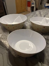 3 Temptations Polka Dot Melamine Nesting Serving Bowls 9" 10" 11"