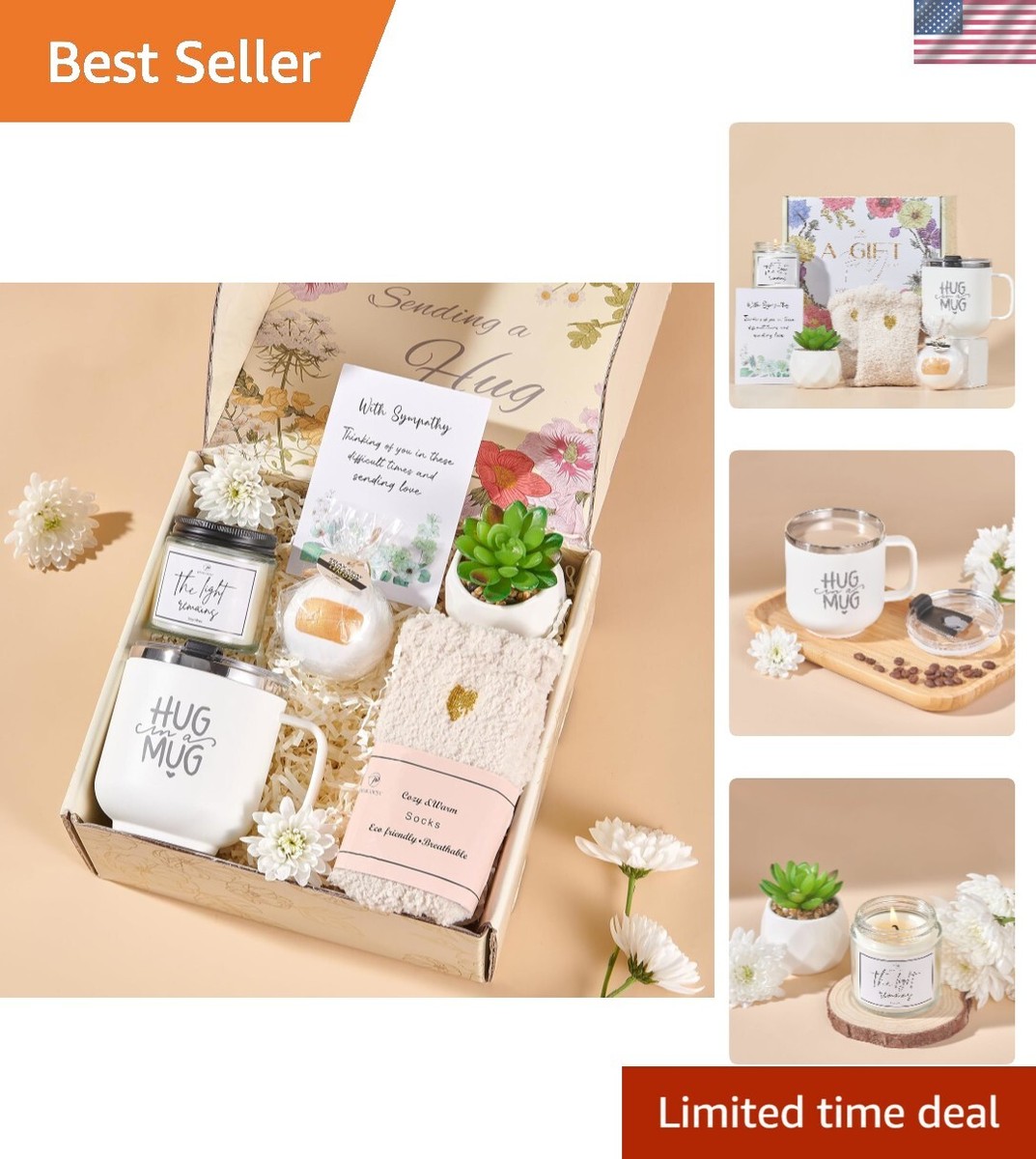 Sympathy Gift Basket For Loss Of Loved One – Memorial Care Package With Blanket, Tumbler, Candle, Socks & More