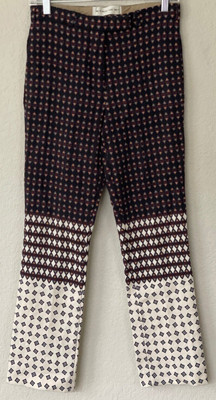 ETRO Made In Italy Wool Blend Straight Leg Pants Geometric Print Wms 40 US 4