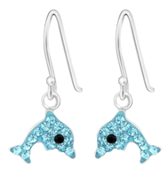 Blau Delfin Zirkonia Ohrstecker 925 Silber Ohrringe MäDchen Kinder Damen Delphin