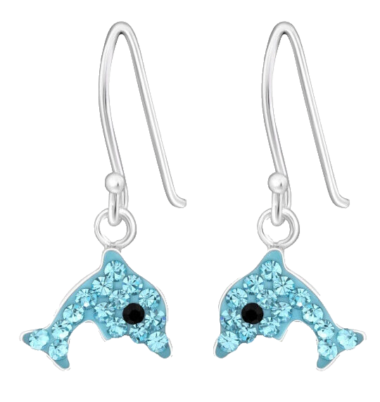 Blau Delfin Zirkonia Ohrstecker 925 Silber Ohrringe MäDchen Kinder Damen Delphin-image