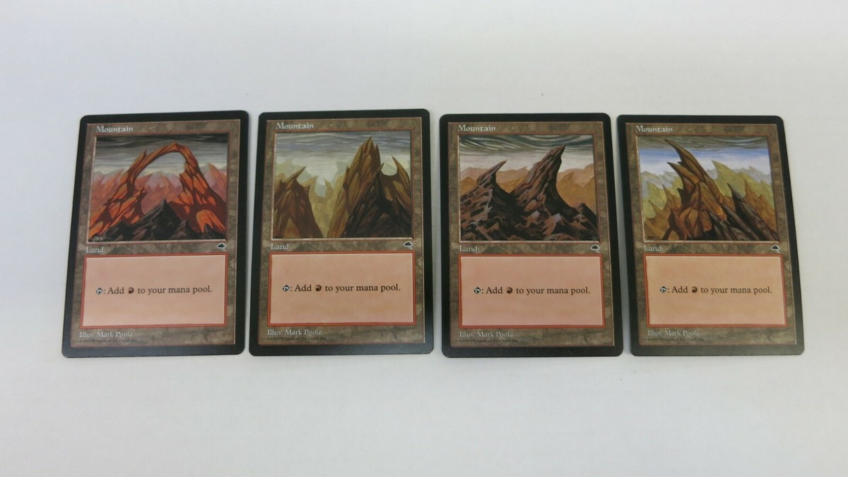 ALL 4 DIFFERENT MOUNTAIN TEMPEST BASIC LAND MTG MAGIC THE
